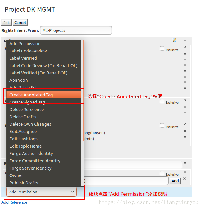 添加Create Annotated Tag权限